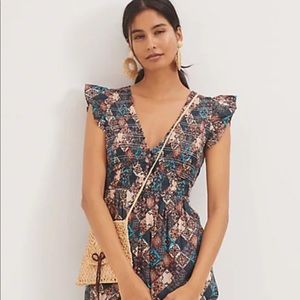 NWT Anthropologie Smocked Ruffle MIDI Dress